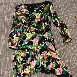 SALONI Black Multicolor Floral Dress
